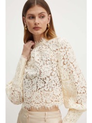 μπλουζάκι bardot lace georgia χρώμα: μπεζ, 57501tb 60% πολυαμίδη, 33% βαμβάκι, 7% νάιλον