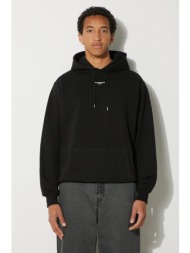 βαμβακερή μπλούζα drôle de monsieur le hoodie slogan a poche classique χρώμα: μαύρο, με κουκούλα, pe
