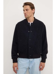 μάλλινο μπουφάν bomber iro χρώμα: ναυτικό μπλε, mp137darren κύριο υλικό: 70% μαλλί, 21% πολυεστέρας,