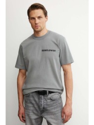 βαμβακερό μπλουζάκι sunflower ανδρικό, χρώμα: γκρι, 2013 100% οργανικό βαμβάκι