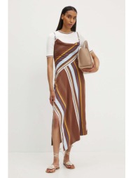 φόρεμα a.l.c. lauren χρώμα: καφέ, 6dres02381 89% βισκόζη, 11% πολυαμίδη