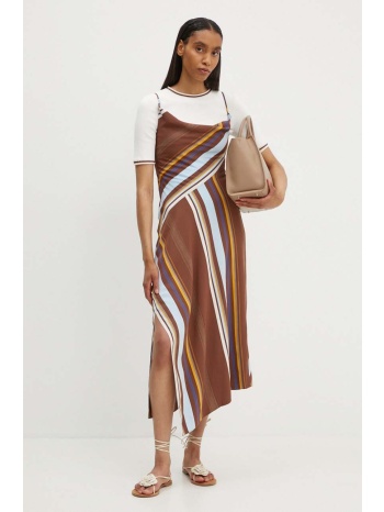 φόρεμα a.l.c. lauren χρώμα καφέ, 6dres02381 89% βισκόζη