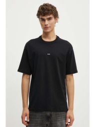 βαμβακερό μπλουζάκι a.p.c. t-shirt boxy micro logo gots ανδρικό, χρώμα: μαύρο, cohbw.h26386 100% βαμ