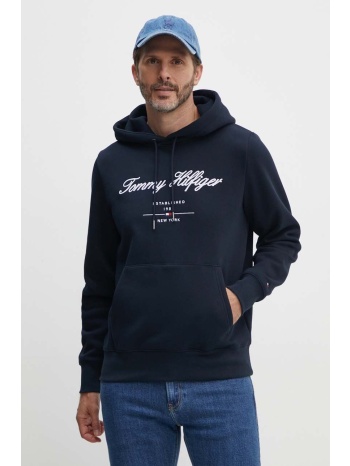 μπλούζα tommy hilfiger χρώμα ναυτικό μπλε, με κουκούλα