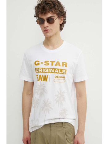 βαμβακερό μπλουζάκι g-star raw ανδρικό, χρώμα άσπρο