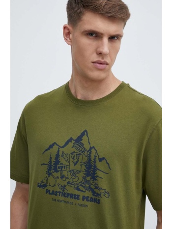 βαμβακερό μπλουζάκι the north face ανδρικό, χρώμα πράσινο