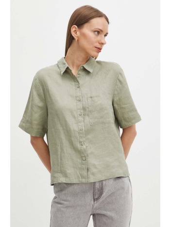 πουκάμισο από λινό medicine χρώμα πράσινο 100% λινάρι