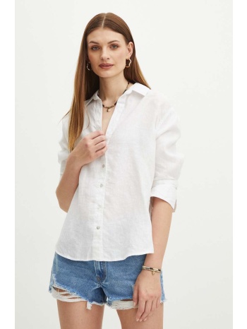 πουκάμισο από λινό medicine χρώμα άσπρο 100% λινάρι