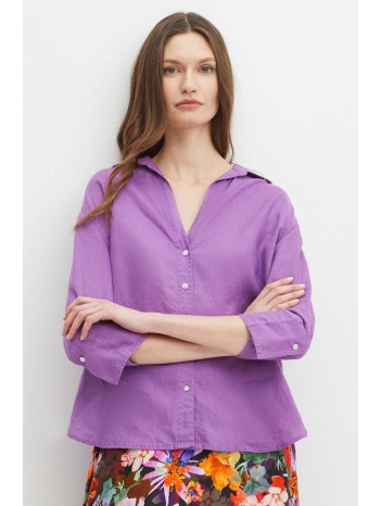 πουκάμισο από λινό medicine χρώμα μοβ 100% λινάρι