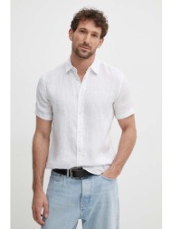 πουκάμισο από λινό united colors of benetton χρώμα: άσπρο 100% λινάρι