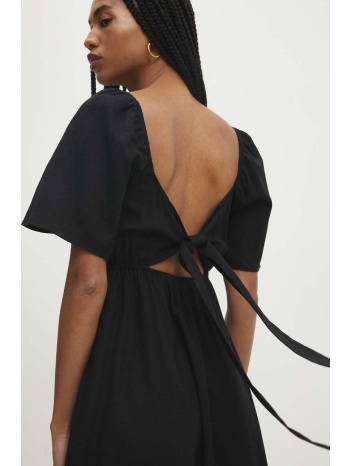 φόρεμα με λινό answear lab χρώμα μαύρο 70% βισκόζη, 30%