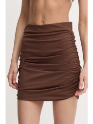 φούστα παραλίας praia beachwear swim skirt χρώμα: καφέ, swimskirt 80% πολυαμίδη, 20% σπαντέξ
