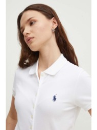 πόλο polo ralph lauren χρώμα: άσπρο, 211939272 97% βαμβάκι, 3% σπαντέξ
