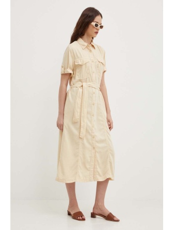 φόρεμα pepe jeans evelinda evelinda χρώμα μπεζ, pl953482