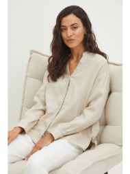 πουκάμισο από λινό medicine χρώμα: μπεζ 100% λινάρι