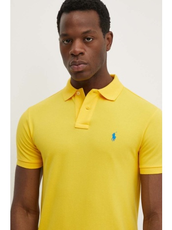 βαμβακερό μπλουζάκι πόλο polo ralph lauren χρώμα κίτρινο