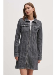 φόρεμα τζιν calvin klein jeans χρώμα: γκρι, j20j223667 99% βαμβάκι, 1% σπαντέξ