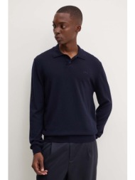 μάλλινο πουλόβερ a.p.c. polo jacob logo ανδρικό, χρώμα: ναυτικό μπλε, wvawm.h23324 100% μαλλί