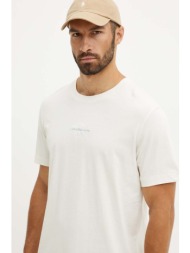 βαμβακερό μπλουζάκι calvin klein jeans ανδρικό, χρώμα: μπεζ, j30j325649 100% βαμβάκι