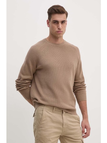 πουλόβερ με προσθήκη μαλλιού boss ανδρικό, χρώμα μπεζ