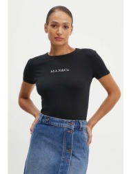 βαμβακερό μπλουζάκι max&co. γυναικείο, χρώμα: μαύρο, 2428976014200 100% βαμβάκι