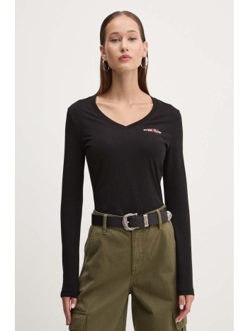 longsleeve guess jeans χρώμα μαύρο, w4yi21 j1314 95%