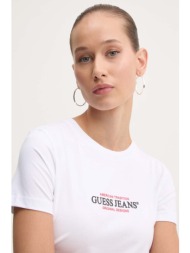 μπλουζάκι guess jeans χρώμα: άσπρο, w4yi03 j1314 95% βαμβάκι, 5% σπαντέξ