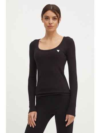 longsleeve guess χρώμα μαύρο, v4bp07 k8rt2 94% βαμβάκι, 6%
