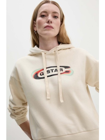 μπλούζα g-star raw χρώμα μπεζ, με κουκούλα, d25519-d427