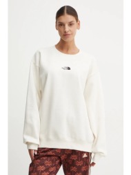 μπλούζα the north face essential crew χρώμα: μπεζ, nf0a89epqli1 68% βαμβάκι, 32% πολυεστέρας