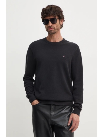 βαμβακερό πουλόβερ tommy hilfiger χρώμα μαύρο, mw0mw36347