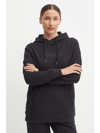 μπλούζα asics χρώμα μαύρο, με κουκούλα, 2032c845 κύριο