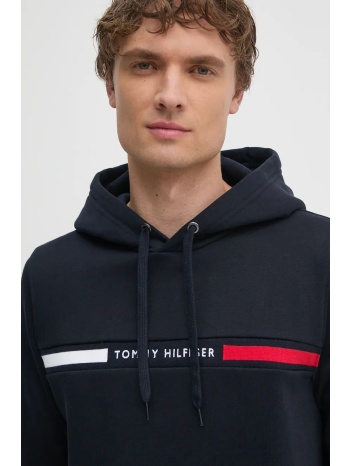 μπλούζα tommy hilfiger χρώμα ναυτικό μπλε, με κουκούλα