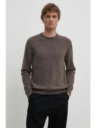 μάλλινο πουλόβερ united colors of benetton ανδρικό, χρώμα: καφέ, 1002u1g34 100% παρθένο μαλλί