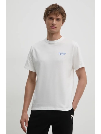 βαμβακερό μπλουζάκι pepe jeans aris ανδρικό, χρώμα άσπρο