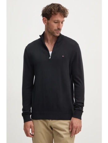 βαμβακερό πουλόβερ tommy hilfiger χρώμα μαύρο, mw0mw37331