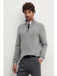 βαμβακερό πουλόβερ tommy hilfiger χρώμα: γκρι, mw0mw37331 100% βαμβάκι