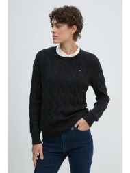 πουλόβερ tommy hilfiger χρώμα: μαύρο, ww0ww43586 100% μαλλί