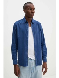 πουκάμισο κοτλέ samsoe samsoe saliam χρώμα: ναυτικό μπλε, m10000028 100% οργανικό βαμβάκι