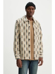 μάλλινο πουκάμισο a.p.c. surchemise stanley χρώμα: μπεζ, wvbdg.h02989 100% μαλλί