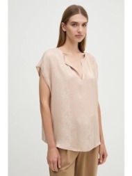 μπλουζάκι sisley χρώμα: μπεζ, 57u5lq07q 100% βισκόζη