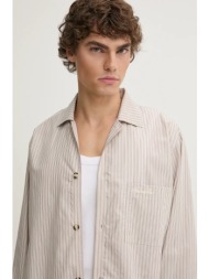 πουκάμισο nanushka jelmer χρώμα: μπεζ, nm24pfsh02475 55% tencel, 45% βαμβάκι