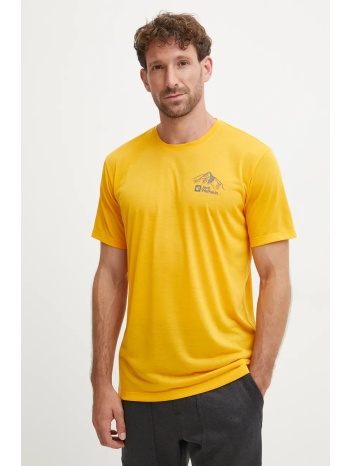 αθλητικό μπλουζάκι jack wolfskin vonnan χρώμα πορτοκαλί