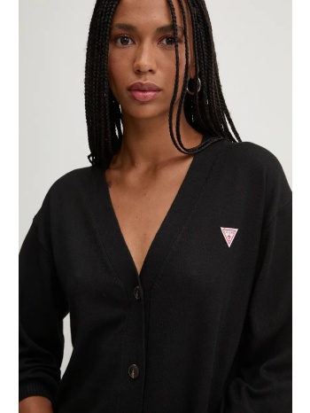 ζακέτα από μίγμα μαλλιού guess jeans χρώμα μαύρο, w4br16
