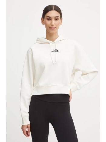 μπλούζα the north face essential crop hoodie χρώμα μπεζ