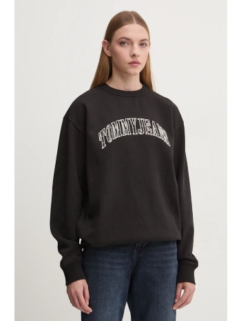μπλούζα tommy jeans χρώμα μαύρο, dw0dw19713 78% βαμβάκι