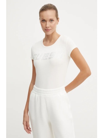 μπλουζάκι guess kiara χρώμα μπεζ, v4bi16 kciv1 94%