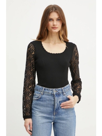 πουλόβερ morgan mcepe χρώμα μαύρο, mcepe δαντέλα 90%