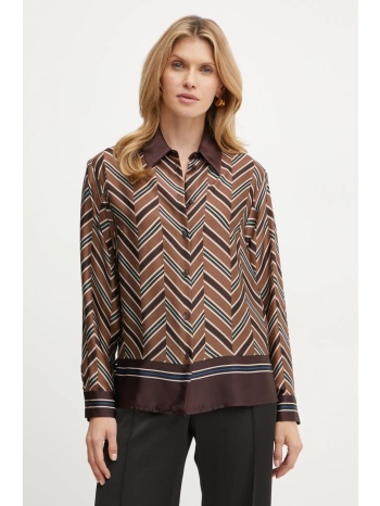 μεταξωτό πουκάμισο luisa spagnoli liquirizia χρώμα καφέ