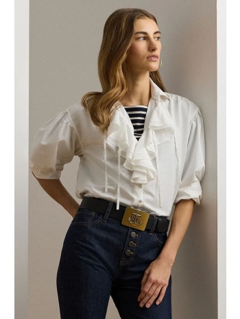 βαμβακερό πουκάμισο lauren ralph lauren χρώμα άσπρο